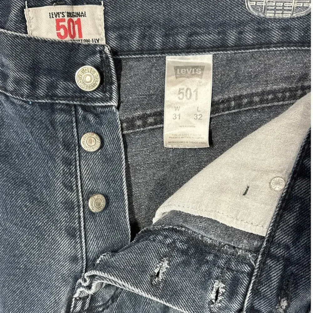 Vintage Levi’s 501 Y2K Men's Button Fly Straight Leg Denim Jeans Black 31x32